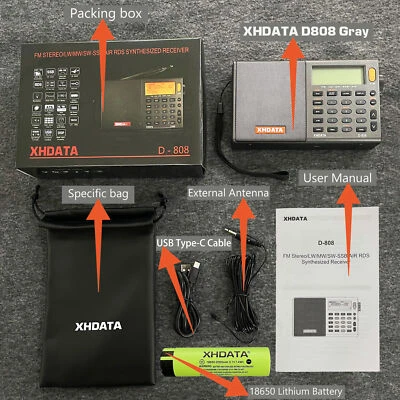 XHDATA D-808 Old Version Portable Digital Radio FM ST/SW/MW/LW/SSB /AIR RDS - Image 1 of 4