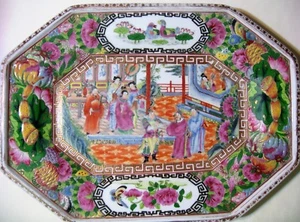 Antique Chinese Famille Rose Octagonal Porcelain Plate - Picture 1 of 12