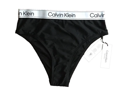 $48 Nuevo Bikini Calvin Klein Para Mujer Negro Cintura Alta Parte Inferior de Natación Mediana Foto 1 de 4