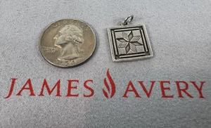 Retired James Avery Sterling Silver Quilt Quilters Square Charm - Picture 1 of 7