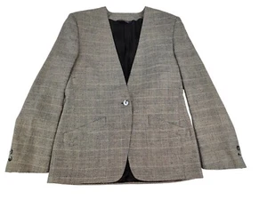 Burberry's Vintage Women's Gray Glen Plaid one button blazer  Size M - 34" ptp - Picture 1 of 15