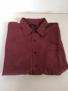 Haggar Mens XL Short Sleeve Summer Dress Casual Shirt Maroon Button Down Pocket - Picture 1 of 4
