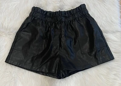 Pantalones Cortos Para Mujer Talla XL Negros Imitación Cuero Sin Marca DEFECTUOSOS BIN B Foto 1 de 4
