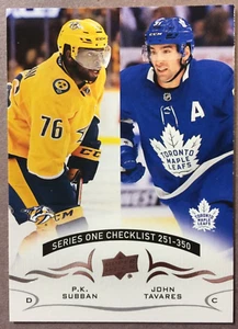 2018-19 UD Series 2 Checklist (251-350) #449 P.K. Subban & John Tavares - Picture 1 of 2
