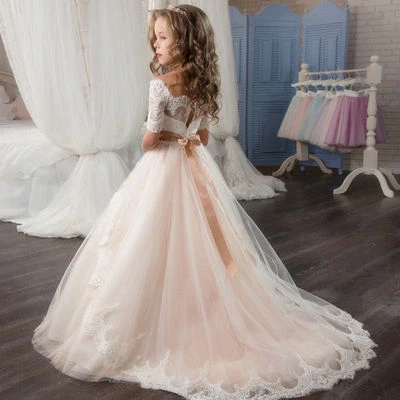 Flower Girl Dress Girl Communion Party Prom Princess Pageant Bridesmaid Wedding+ - Image 1 of 4