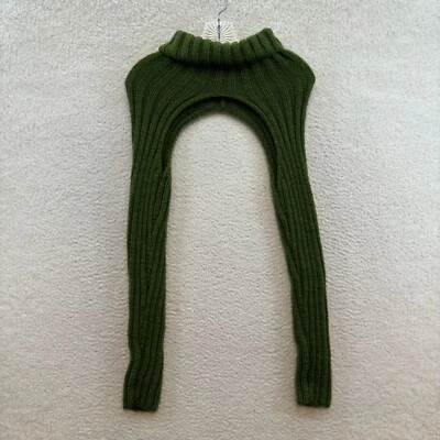 Suéter Bolero Encogido de hombros Top Verde Cuello Alto Grueso Acanalado Tejido Recortado Hada Grunge Foto 1 de 4