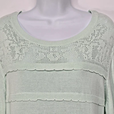 Suéter Elle Pastel Verde Menta Talla Grande Manga 3/4 Algodón Rayón Pullover Nuevo con Etiquetas Foto 1 de 4
