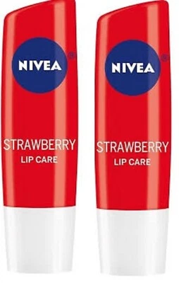 PACK de 2 Nivea Cuidado de Labios Fresa Brillo Frutal, Tintado 0.17 OZ Foto 1 de 4