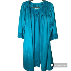 Gilead Peignoir Set MED Nightgown and Robe Set Lace Turquoise Teal Blue Vintage - Picture 1 of 11
