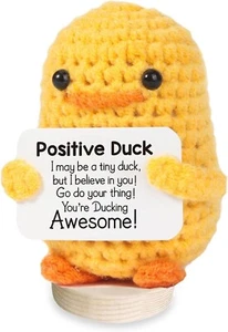 Motivational Crochet Positive Duck - Handmade Sentiment Cheer Support for Women, - Picture 1 of 9