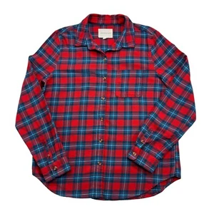 Aeropastale Plaid Flannel Shirt Button Up Cabin Grunge Red Blue Womens L - Picture 1 of 12