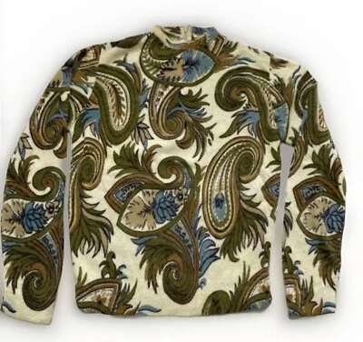 Suéter Vintage Paisley Sportempos Lana Cremallera Trasera Tiene Ese Aspecto Suburbio Pequeño Foto 1 de 4