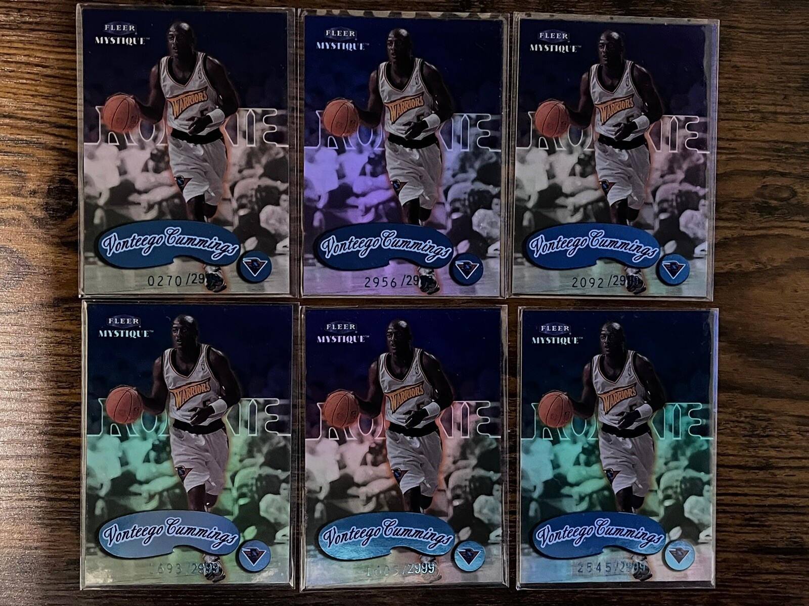 LOT of (6) 1999-00 Fleer Mystique Vonteego Cummings RC #132 #d/2999 RC Warriors