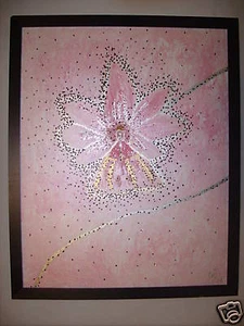 Angel Fairy in Pink Acrylic Metallic Crystals Painting - Picture 1 of 1
