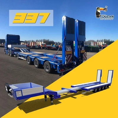 Degree 1/14 Metall-Schwerlast 4-Achsen-Lenkung Anhänger 997 für RC Traktor LKW - Bild 1 von 4