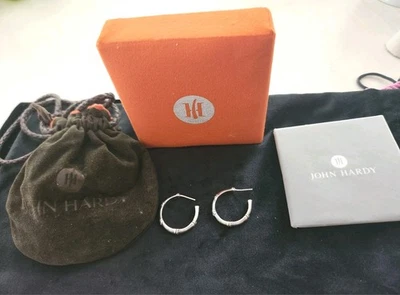 Pendientes de aro John Hardy de plata de ley 925 de bambú de 1" Foto 1 de 4