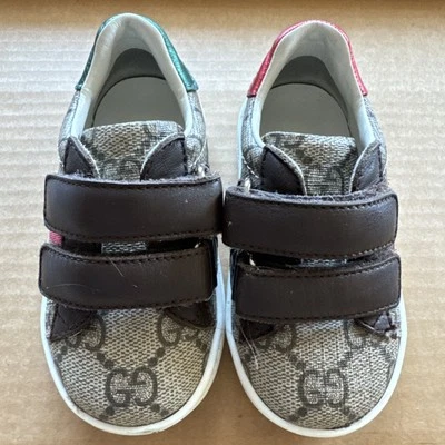 Gucci GG Kid's Brown Guccisima Tan Supreme Ace Sneakers Toddler Size 20 Shoes - Image 1 of 4
