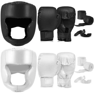 14 Pcs Boxing Set 16 Ounce Boxing Gloves Headgear Helmet Hand Wraps Mouth Guard - Picture 1 of 6