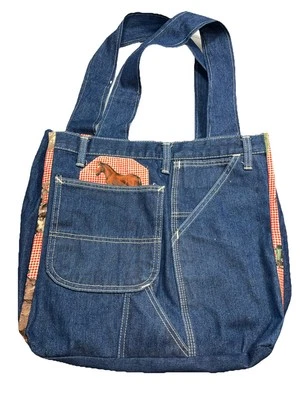 ROEBUCKS Caballo Denim JEANS Bolso de Mano Cartera Hombro Doble Asas Bolsillos Algodón Foto 1 de 4