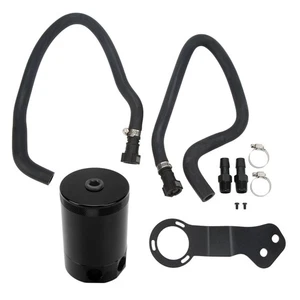 ༝Black Baffled Oil Catch Can Tank Reservoir Kit Aluminium Alloy For Camaro SS - Picture 1 of 12