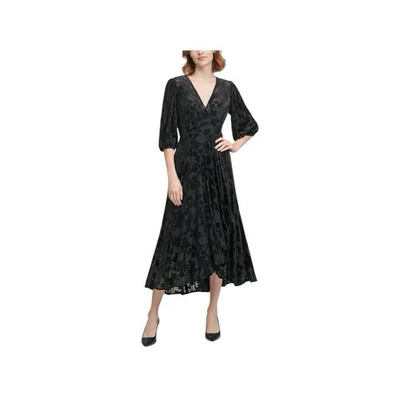 Calvin Klein Emerald Green Velvet Long Sleeve Maxi Dress Wrap Style Size 20W - Image 1 of 4