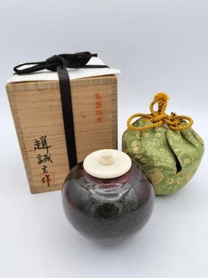 Jarrón de té chino Goryeo horno de cerámica Cho Seongju Soma-gaki caja de madera Foto 1 de 4