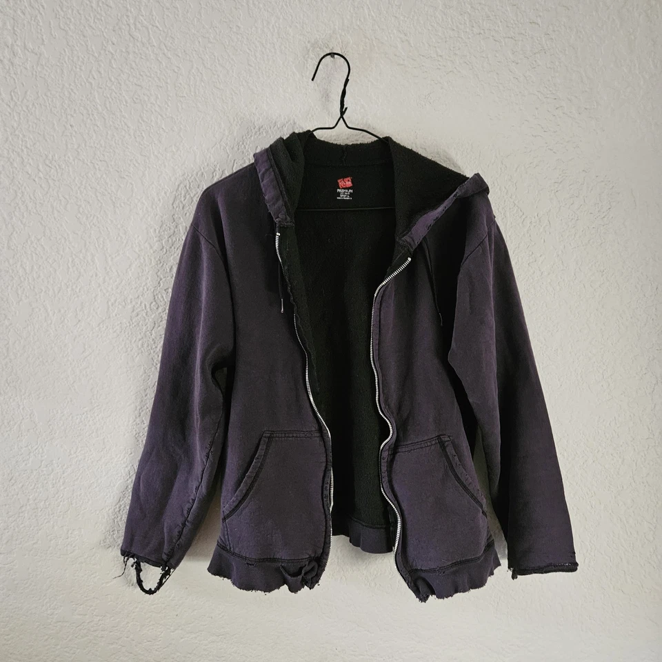 DOZAL Distressed & Faded Full Zip Hoodie Hooded Sweatshirt sz S - Image 1 of 4