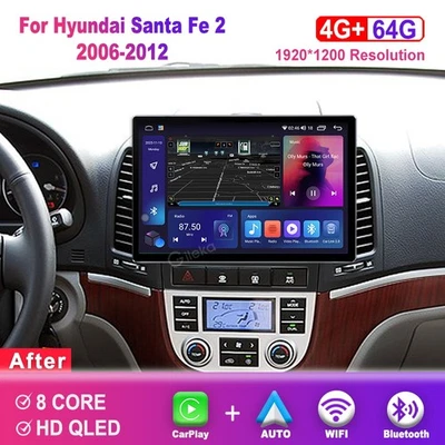 12.5 inch Ultra-Silm Screen For Hyundai Santa Fe 2006-2012 Car Radio CarPlay - Image 1 of 4
