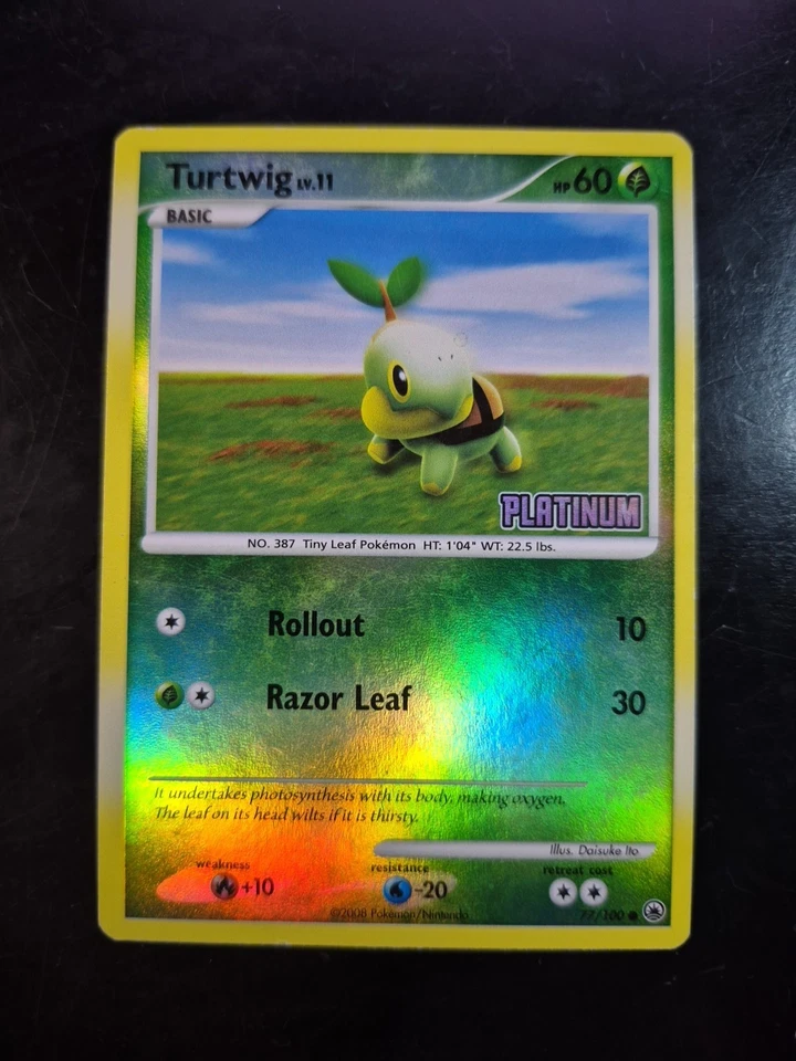 Turtwig - 77/100 - Reverse Holo Promo - 2009 Platinum Stamp Burger King MP 2 - Image 1 of 2
