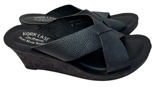 Sandalo donna Kork Ease LANA incrociato slide taglia 9 nero plateau zeppa boho - Foto 1 di 7