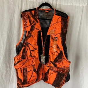 Mens Game Winner Hunting Vest Jacket Orange Camo Front Zip Mesh Real Tree XL/2XL - Picture 1 of 6