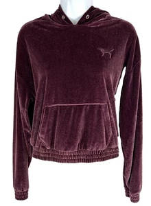 VS PINK Victoria's Secret Damen Burgunder Pullover Velour Crop Sweatshirt Gr. XS - Bild 1 von 10