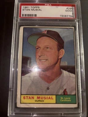1961 Topps #290 Stan Musial Salón de la fama PSA 2 Cardenales de San Luis Foto 1 de 2
