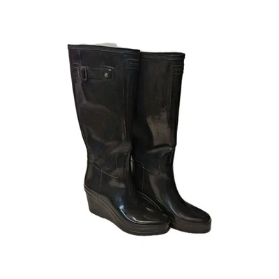Botas de lluvia Hunter refinadas altas de cuña brillantes para mujer talla 7 defectos para mujer #bxaz Foto 1 de 4
