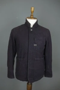G-Star Raw Navy Wool Long Sleeve Stand Up Collar Snap Front Basic Jacket Size L - Picture 1 of 16