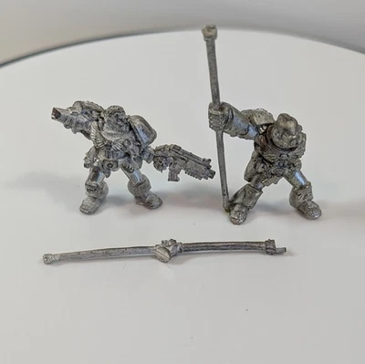 2x Metal Space Marine Standard Bearer Ancient Warhammer 40k OOP Partial Mini Lot - Image 1 of 4