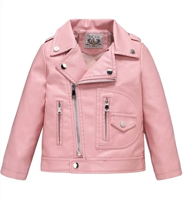 LOKTARC Niños Niñas Imitación Cuero Chaqueta para Niños Motocicleta Motociclista Cuero Jack... Foto 1 de 4