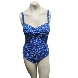 Nip Tuck One Piece Swimsuit Womens Sz 8 Polka Dot Retro Rockabilly 50s Glam Slim - Picture 1 of 5