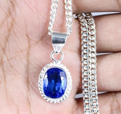 Colgante certificado piedras preciosas ovaladas de tanzanita azul natural de 7,10 quilates ver video Foto 1 de 4