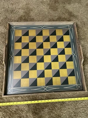 Bandeja decorativa de tabuleiro estilo Maitland-Smith com alças ou decoração de parede - Imagem 1 de 3