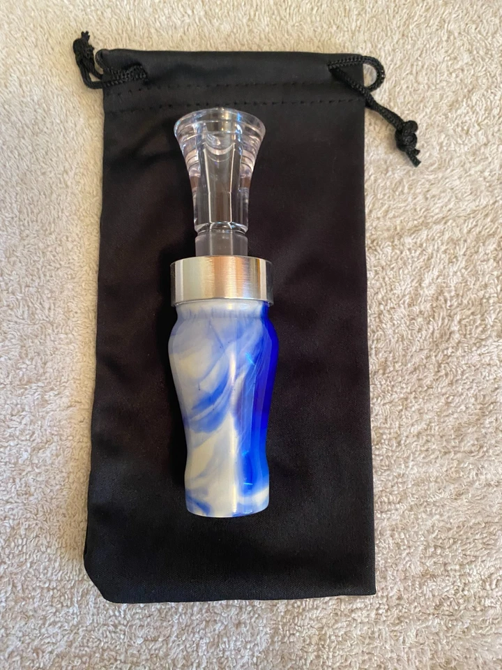 Brand New Mallard Duck Call, Double Reed Eco Insert, Blue Swirl - Image 1 of 4