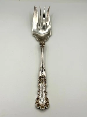 Antiguo tenedor para servir carne de plata esterlina fría Shreve, miga y baja “Buttercup” Foto 1 de 4