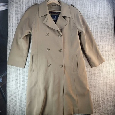 London Fog Trench Coat Womens XS Petite Tan Double Breasted Belted Long Classic - Image 1 of 4