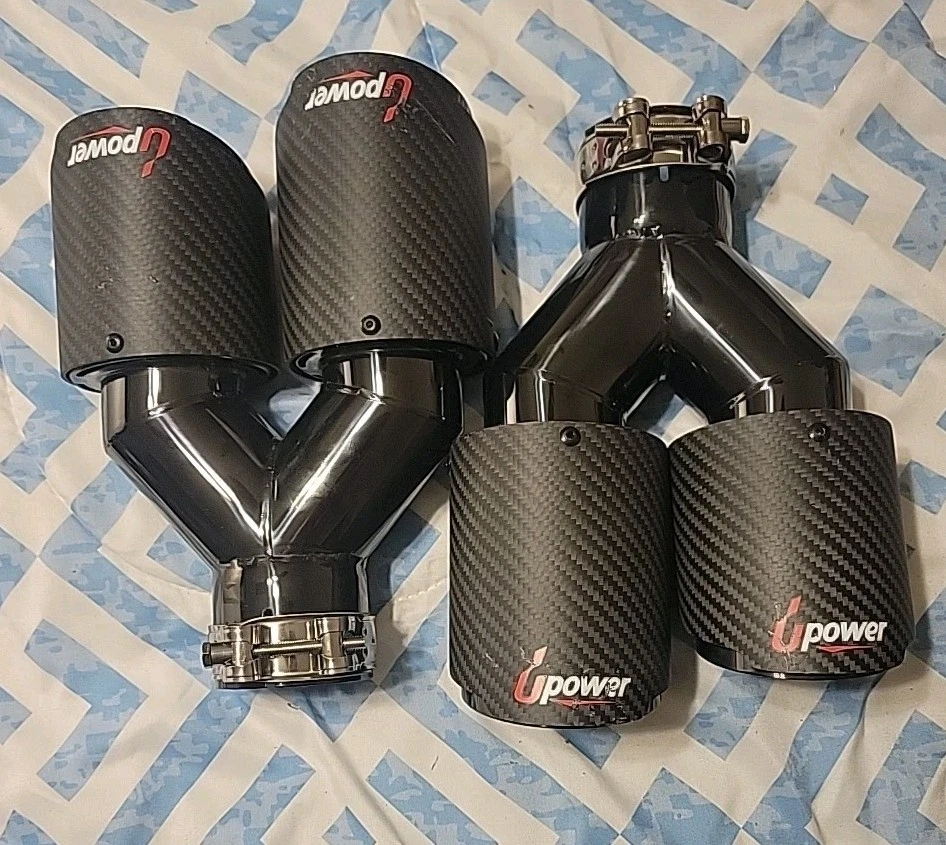 2 Carbon Fiber Exhaust Tip 2.5" Inlet to Dual 3.5" Outlet 9.8" Long Tailpipe Tip - Bild 1 von 1