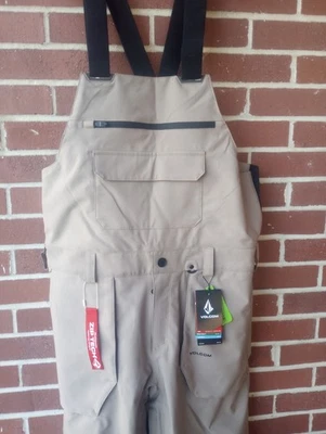 Pantalones de nieve Volcom Rain Gore-Tex con tirantes para hombre, marrón castaño, grandes nuevos con etiquetas Foto 1 de 4