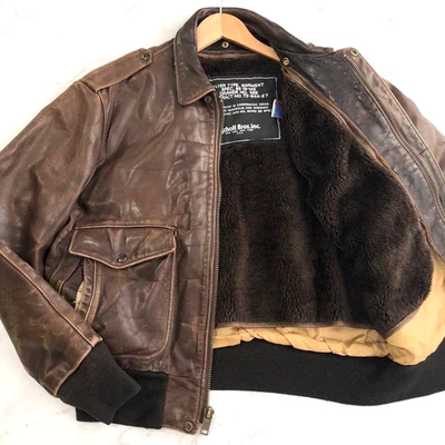 Chaqueta Blusa Schott Bros. Marrón A-2 Flyer Cuero Talla 42 Hecha en EE. UU. Japón Foto 1 de 4