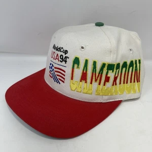 Vintage - 1994 Cameroon World Cup USA Soccer Snapback Hat White Apex FIFA Futbol - Picture 1 of 6