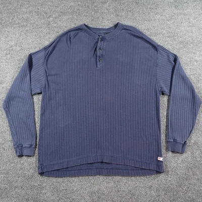 Levis Shirt Mens M Blue Vintage Ribbed Henley Button Cotton Pullover Work 14593 - Image 1 of 4