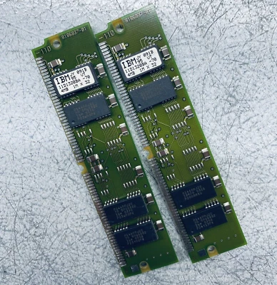 Pair IBM 4MB, 1Mx32 RAM Module 70ns SIMM Memory 72-pin, 11D1320BA, Fast Page FPM - Image 1 of 3