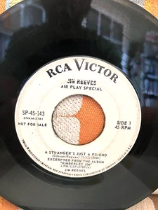 Jim Reeves A Stranger's Just A Friend / Roving Gambler PROMO 45rpm SHIPS FREE - Picture 1 of 4